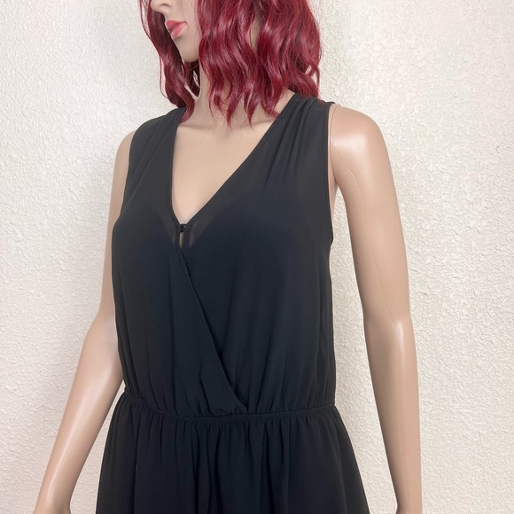 ASTR Chiffon Romper Womens Large Black Surplice Ruffle Hem Lined - Picture 5 of 15